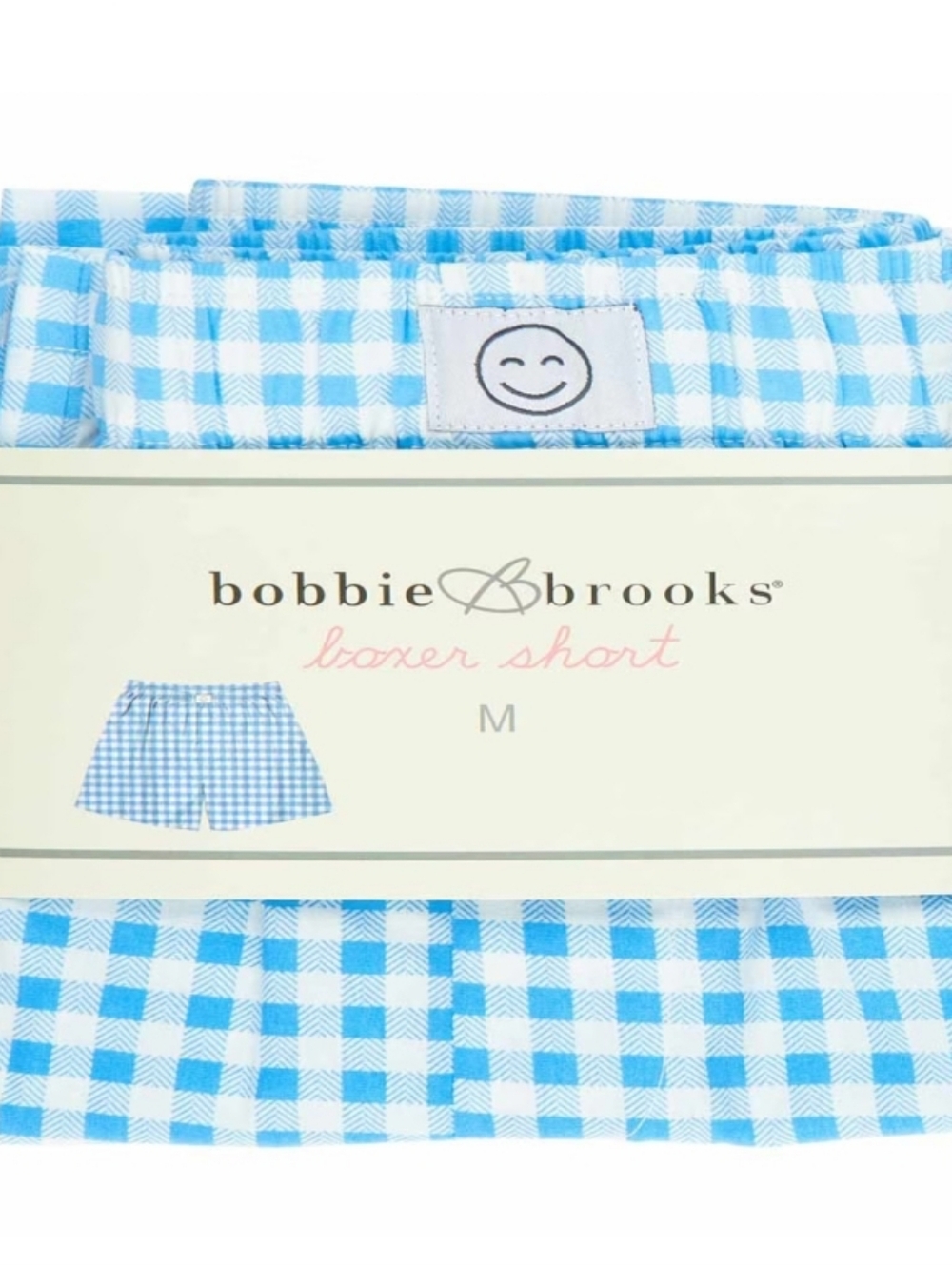 Bobbie Brooks Light Blue Gingham Women's Boxer Shorts Size XL